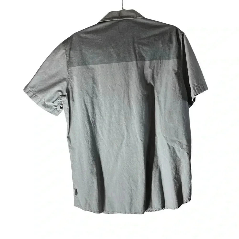 Men's North Face Two Tone Grey Short Sleeve Button Down Casual  Collared Shirt L